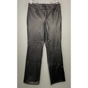 NYDJ Sculpt Her Black Faux Leather Marilyn Straight Pants Size 10 Petite Club
